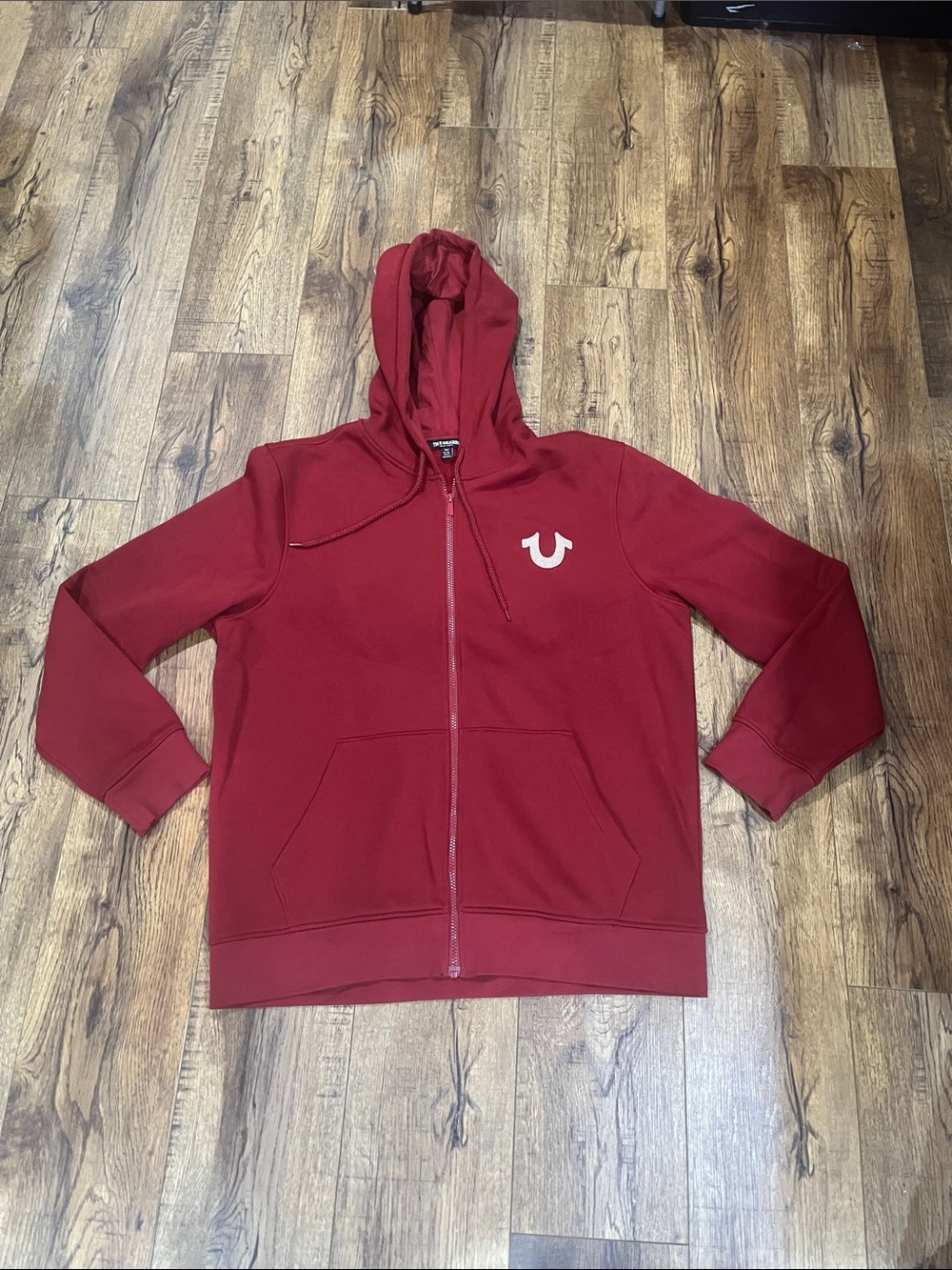 True Religion Red Full-Zip Hoodie with Logo